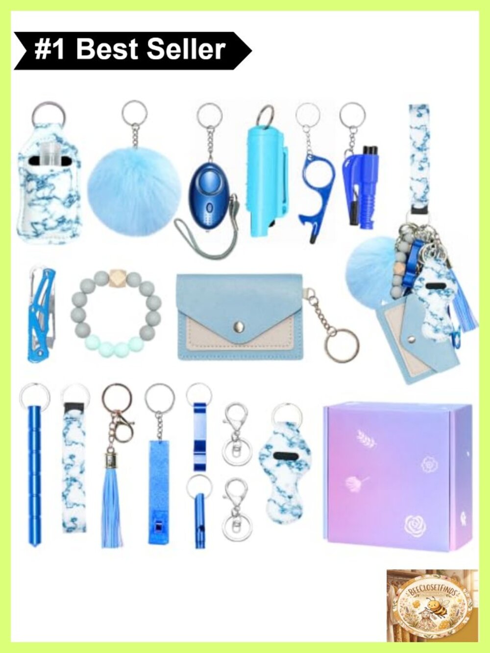 12 Piece Keychain Set for Women Wristlet Strap Card Holder Keychain Kit